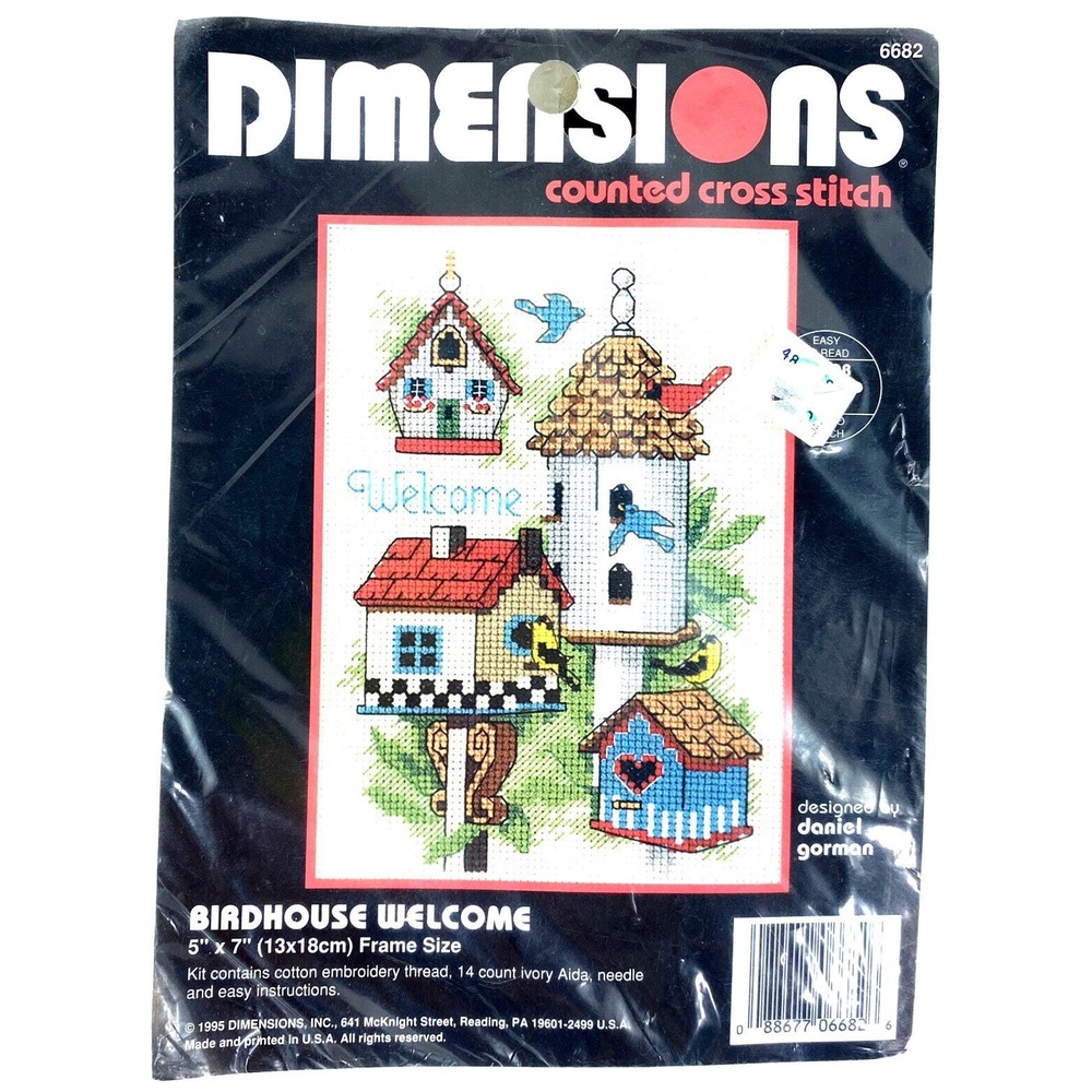 Dimensions Birdhouse Welcome 5x7 Counted Cross Stitch #6682 Vintage 1995 NEW